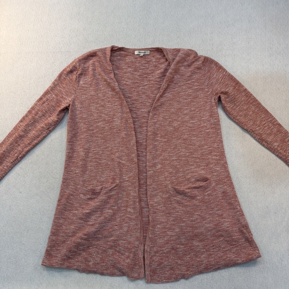 Madewell Pink Heathered Open Front Cardigan Sweater Long Sleeve Pockets Size S